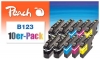 Peach Pack of 10 Ink Cartridges compatible with  Brother LC-123VALBP