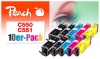 320208 - Peach Pack of 10 Ink Cartridges, compatible with PGI-550, CLI-551 Canon